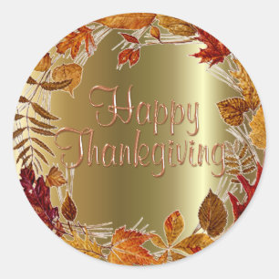 AUTUMN LEAVES WREATY by SHARON SHARPE Runder Aufkleber