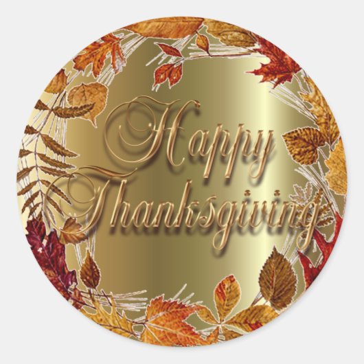 AUTUMN LEAVES WREATY by SHARON SHARPE Runder Aufkleber (Vorderseite)