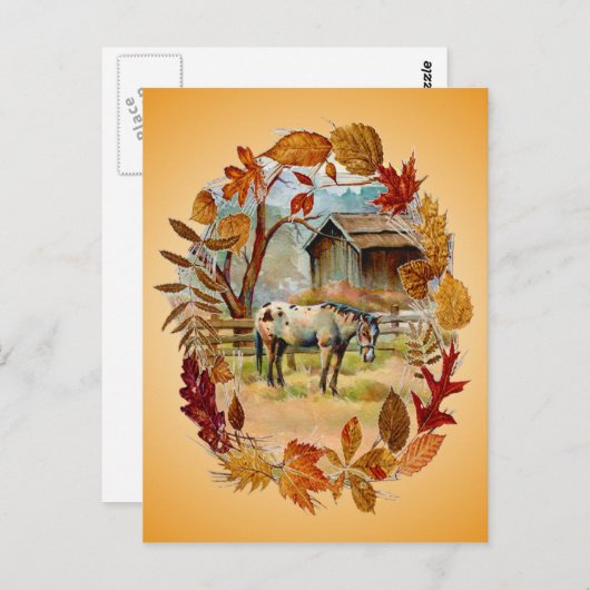 AUTUMN LEAVS & APPALOSA von SHARON SHARPE Postkarte (Vorne/Hinten)