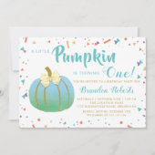 Autumn Little Pumpkin Boy 1. Geburtstag Foto Einladung (Vorderseite)