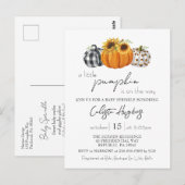 Autumn Little Pumpkin Sunflower Baby Sprinkle Postkarte (Vorne/Hinten)