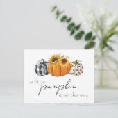 Autumn Little Pumpkin Sunflower Rustic Baby Shower Postkarte (Stehend Vorderseite)