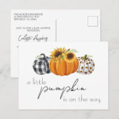 Autumn Little Pumpkin Sunflower Rustic Baby Shower Postkarte (Vorne/Hinten)