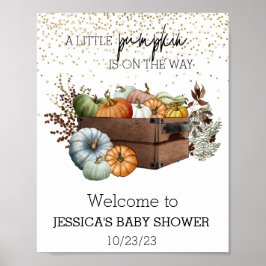 Autumn Little Pumpkin Watercolor Kinderdusche Zeic Poster
