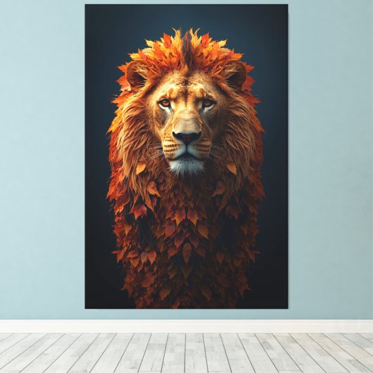 Autumn Majesty – Regal Lion with Autumn Mane Leinwanddruck (Insitu (Holzboden))