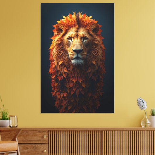 Autumn Majesty – Regal Lion with Autumn Mane Leinwanddruck (Insitu (Wohnzimmer))