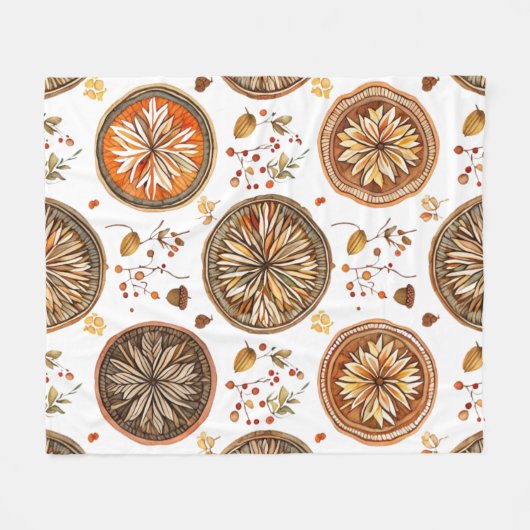 Autumn Mandala Pattern Fleecedecke (Vorderseite (Horizontal))