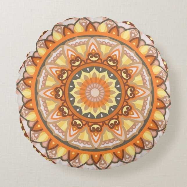 Autumn Mandala Round Pillow Rundes Kissen (Vorderseite)