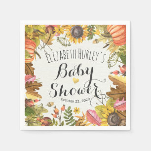 Autumn Maple Blätter Pumpkin Sunflower Baby Shower Serviette