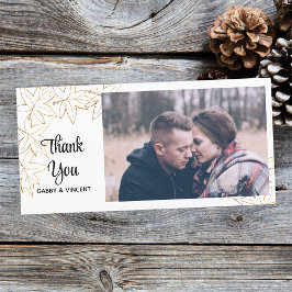 Autumn Maple Leaf Edge Thank You Photo Card Dankeskarte