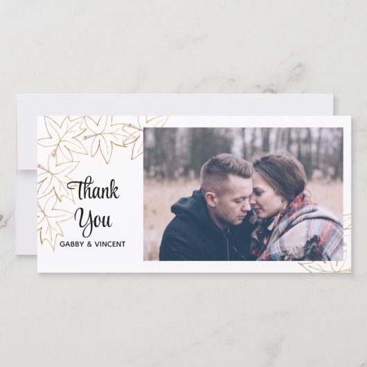 Autumn Maple Leaf Edge Thank You Photo Card Dankeskarte (Vorderseite)