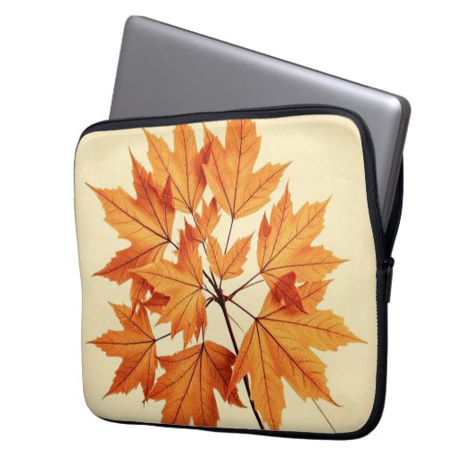 Autumn Maple Leaf Print: Fall Foliage Laptopschutzhülle (Vorderseite Links)