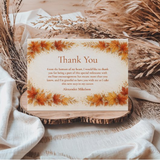 Autumn Maple Leaves Graduation Party Dankeskarte