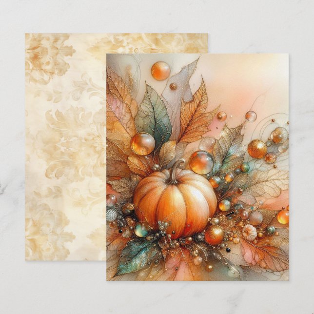 Autumn Maple Pumpkin Scrapbook Paper (Vorne/Hinten)