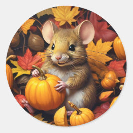 Autumn Maus mit Pumpkins & Blätter Sticker