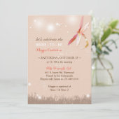 Autumn Meadow Dragonfly Beige Brautparty Einladung (Stehend Vorderseite)