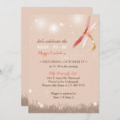 Autumn Meadow Dragonfly Beige Brautparty Einladung (Vorne/Hinten)