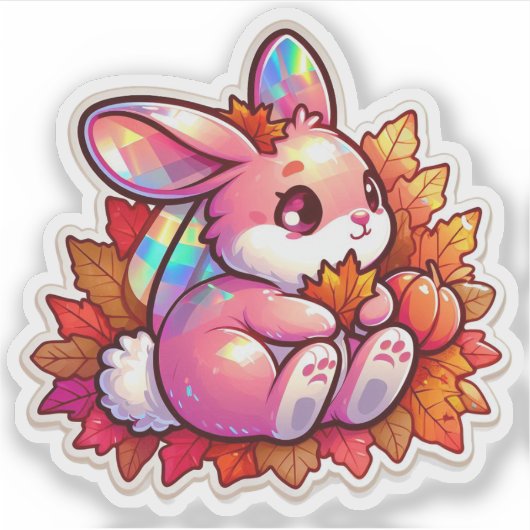 Autumn Mood: Happy Season / Pink Bunny Sticker #14 (Vorderseite)