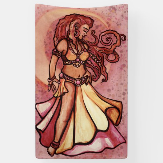 Autumn Moon Belly Dancer Goddess Banner (Vertikal)