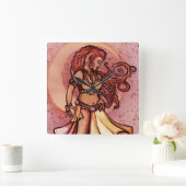 Autumn Moon Belly Dancer Goddess Quadratische Wanduhr (Zuhause)