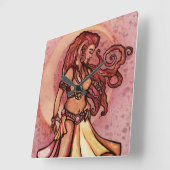 Autumn Moon Belly Dancer Goddess Quadratische Wanduhr (Winkel)