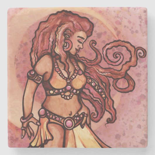 Autumn Moon Belly Dancer Goddess Steinuntersetzer (Vorderseite)