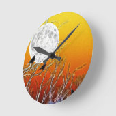 Autumn Moon Gothic Orange Sunset Runde Wanduhr (Winkel)