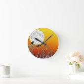 Autumn Moon Gothic Orange Sunset Runde Wanduhr (Zuhause)