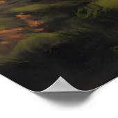 Autumn Moonlit Forest Bridge Rustic Woodland Art Poster (Ecke)