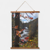 Autumn Mountain Waterfall Triple Falls NC Wandteppich Mit Holzrahmen (Vorderseite)