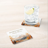 Autumn Mountain Woodland Watercolor Bear Shower Rechteckiger Pappuntersetzer (Vor Ort)