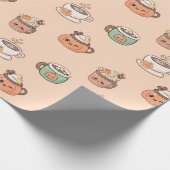Autumn Mugs & Pumpkin Pie Kawaii Wrap Geschenkpapier (Ecke)