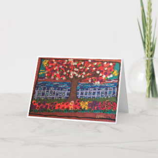 AUTUMN MULTICOLORED BAUM UND WASSERMALERIE KARTE