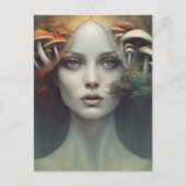 Autumn Mushroom Woman Postcard Postkarte (Vorderseite)