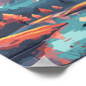 Autumn Nature Landscape River Mountain And Trees Poster (Ecke)