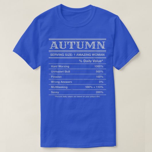 Autumn Nutrition Facts Funny First Name Humor Nick T-Shirt (Design vorne)