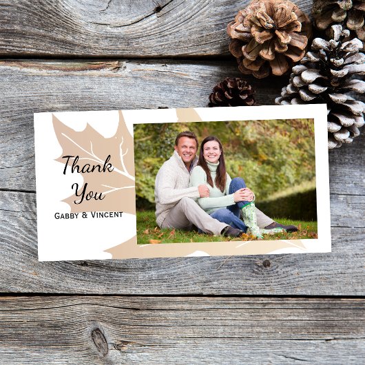 Autumn Oak Leaf Thank You Photo Card Dankeskarte