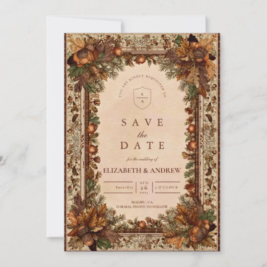 Autumn Oak Leaf Wedding Save The Date (Vorderseite)
