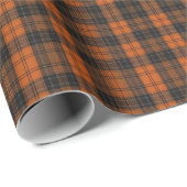 Autumn Orange and Black Tartan Plaid Geschenkpapier (Rolleneckpunkt)