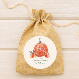 Autumn Orange Floral Pumpkin Friendsgiving Dinner Runder Aufkleber