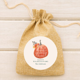 Autumn Orange Floral Pumpkin Thanksgiving Dinner Runder Aufkleber