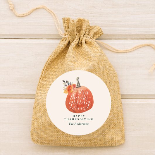 Autumn Orange Floral Pumpkin Thanksgiving Dinner Runder Aufkleber