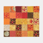 Autumn Orange Gold Brown Patchwork Fleecedecke (Vorderseite (Horizontal))