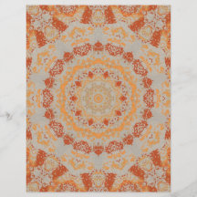 Autumn Orange Gray Kaleidoscope Pattern Scrapbook