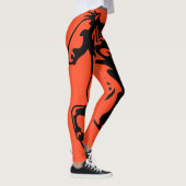 Autumn Orange Pony Horse Bronco Steed Lineart Leggings (Rechts)