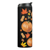 Autumn Orange Pumpkin Fall Pattern Thermosbecher (Nach links gedreht)