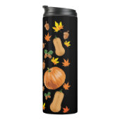 Autumn Orange Pumpkin Fall Pattern Thermosbecher (Nach rechts gedreht)