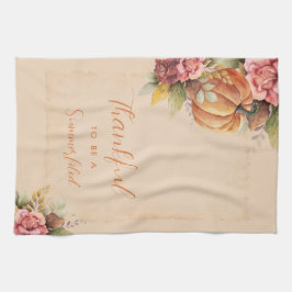 Autumn Orange Pumpkin Herbstlaubs Watercolor Geschirrtuch