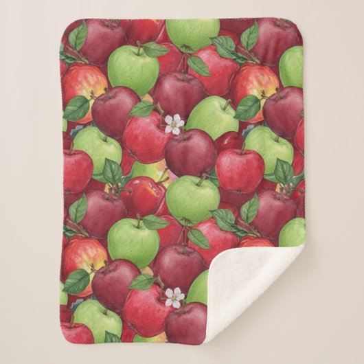 Autumn Orchard Harvest Watercolor Apple Pattern Sherpadecke (Vorderseite)