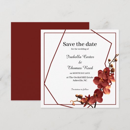 Autumn Orchid Romance Hochzeit im Herbst Save the Date (Vorne/Hinten)
